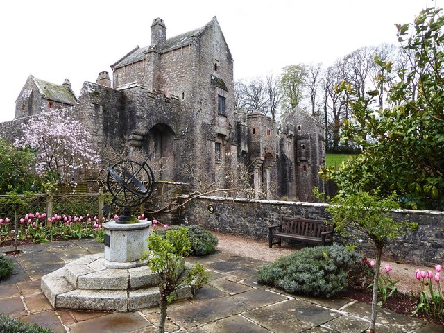 The front of Compton Castle, from the gardens