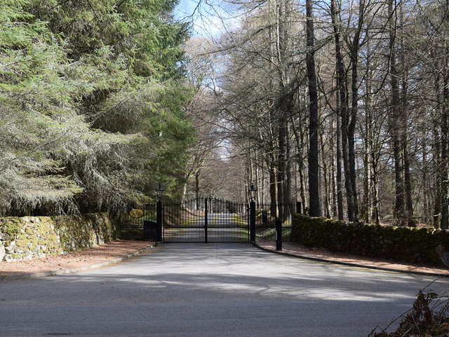Gated driveway to Glassel House