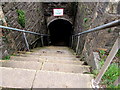 Steps descending to a railway underpass, Rhiwderin