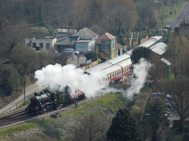 Corfe Castle: the station from the castle