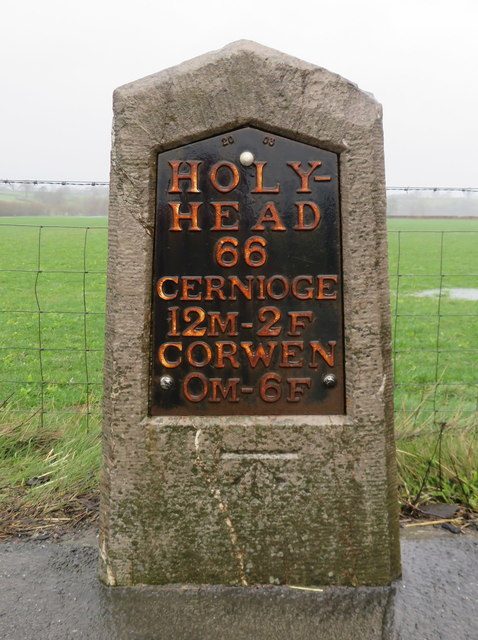 Thomas Telford milestone on the A5 near Corwen