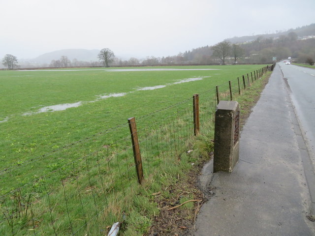 The A5 west of Corwen and a milestone