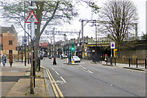 TQ3482 : Crossroads by railway, Bethnal Green by Robin Webster