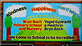 Bryn Bach Primary School and Nursery name board, Tredegar