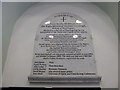 TQ1068 : St Mary, Sunbury-on-Thames: restoration plaque by Basher Eyre
