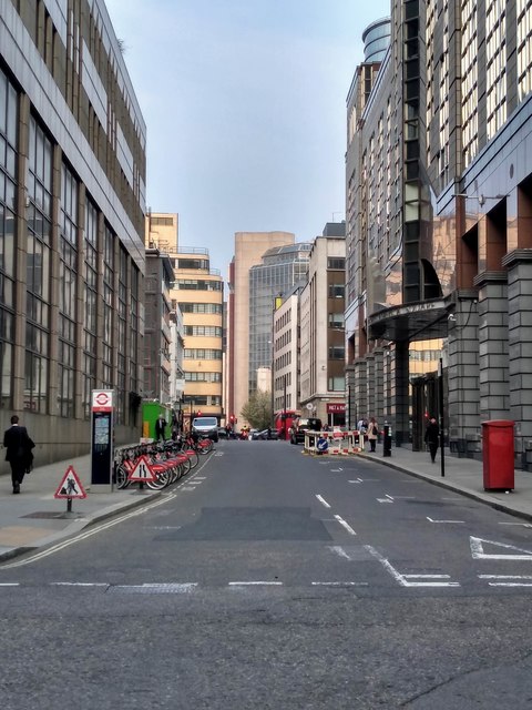 Looking along Crosswall to Minories, City of London