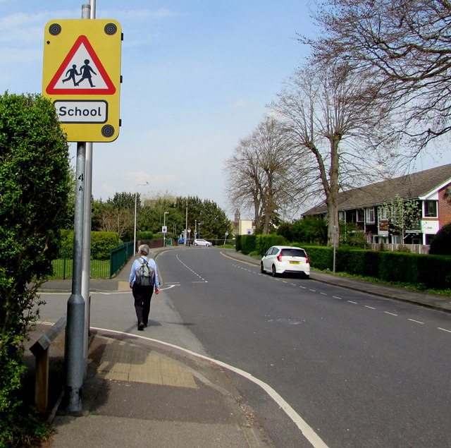 Warning sign - School, Link Road, Newbury
