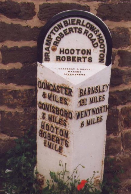 Old Milestone by the B6090, Kilnhurst Road, Hooton Roberts