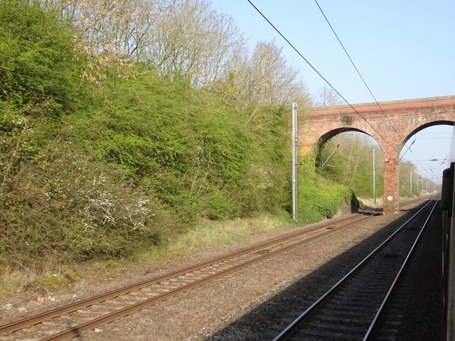 View from a Doncaster-Peterborough train - A grand bridge for a farm track