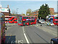 Buses entering and leaving Streatham Station terminus