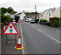 Warning sign - temporary traffic lights, Station Road, Ystradgynlais