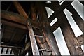 Marton, St. James and St. Paul Church: Ancient ladder in the tower lobby