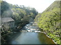 Afon Teifi and the surviving part of Allt-y-cafn Mills, Pentre Cwrt