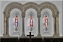 SO6594 : Aston Eyre Church, (dedication unknown): Triple lancet east window by Michael Garlick
