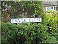 Evans Close sign