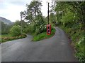 Junction and phone box in Cwm Pennant