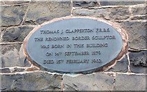 NT4936 : Plaque for Thomas Clapperton, Galashiels by Jim Barton