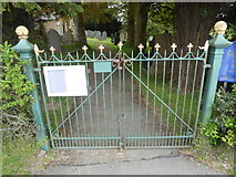 SO1087 : Victorian gates on St Paul's church, Dolfor by Jeremy Bolwell