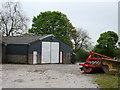 Barn and farm machinery at Cefn Canol