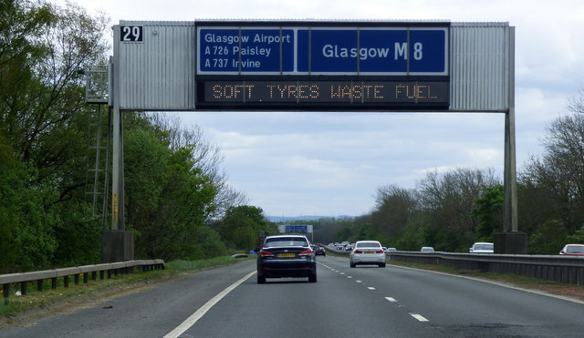 M8 gantry sign near  Junction 29