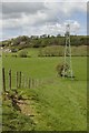 Fence and electricity pylon near Pen-y-stryt