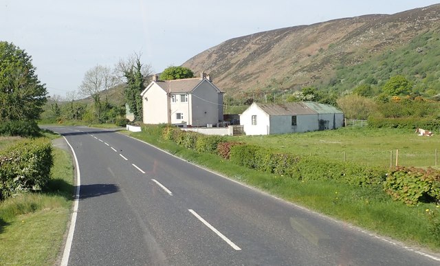 House and outbuildings at the junction of  Mountain Road and the B30 at Lislea