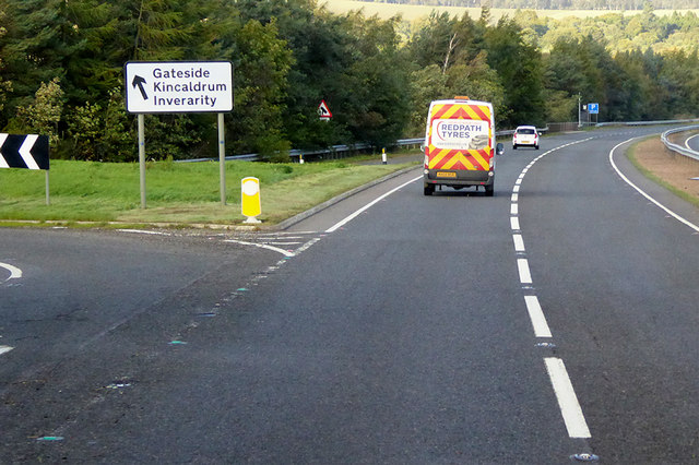 Northbound A90, Exit at Gateside
