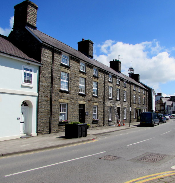 Grade II listed row of three stone houses, High Street, Lampeter