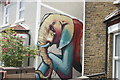 View of elephant street art on the side of a house on Southey Street