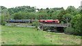 Freight train crossing the Ely River