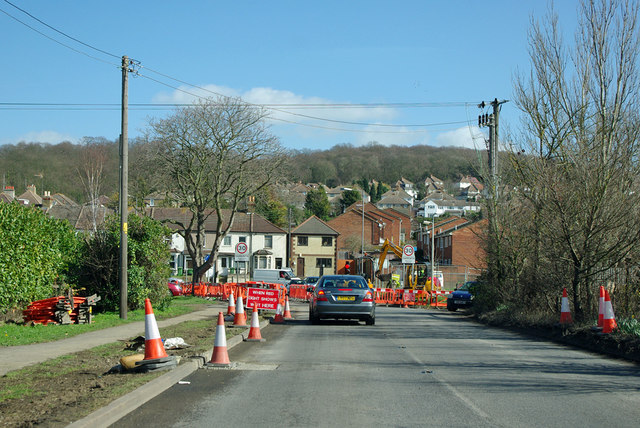 Road works at Lane End