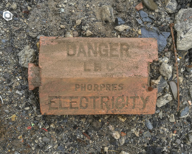 Electricity warning brick, Bangor