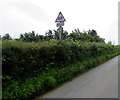 ST6092 : Warning sign in a Church Hill hedge, Oldbury-on-Severn by Jaggery
