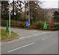 SO2416 : Christmas tree depictions on a Glangrwyney corner, Powys by Jaggery