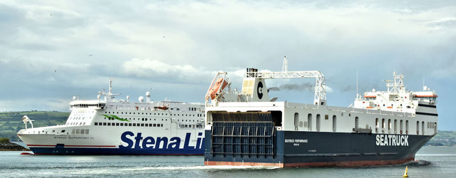 The "Seatruck Performance" departing Belfast harbour (June 2019)
