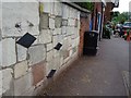SO8540 : Flood depth markers in Upton-upon-Severn by Philip Halling