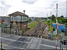 TQ7868 : Signal box at Gillingham Level Crossing by Robin Webster