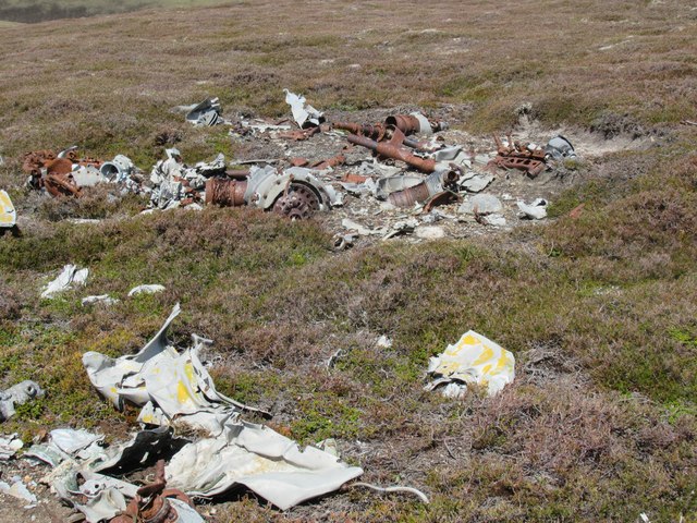 Aircraft wreckage near Little Garvoun by Inchrory, Tomintoul
