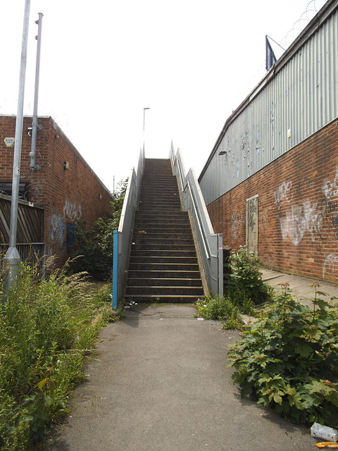 Steps to the railway footbridge off Armley Road