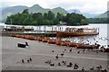 NY2622 : Landing stages on Derwentwater shore, Keswick by Jim Barton