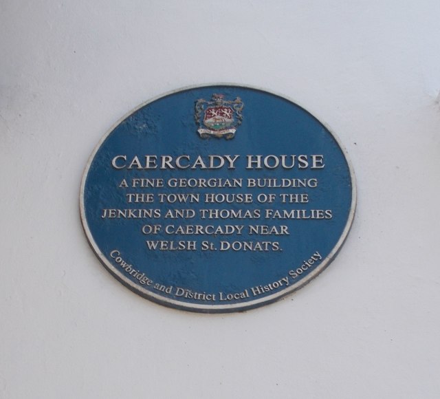 Plaque on Caercady House - High Street