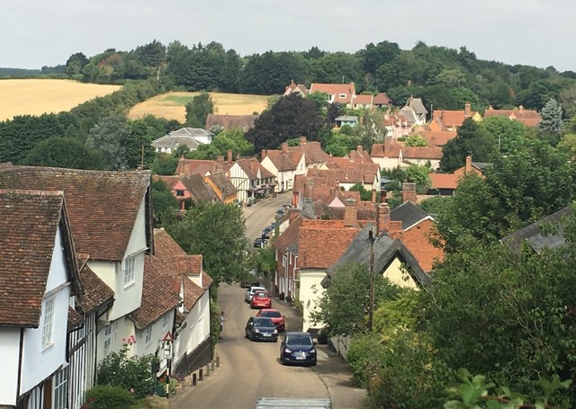The village of Kersey in Suffolk from the Church