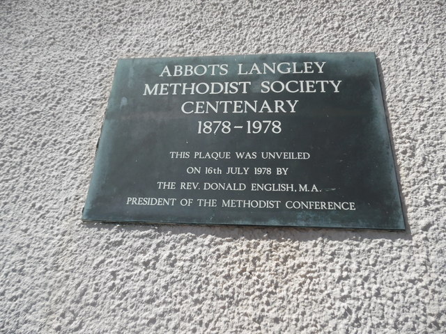 Plaque at Abbots Langley Methodist Church