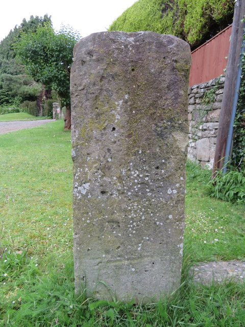 Defaced milestone outside Coleford, Forest of Dean