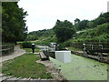 Boat moored above Ham Mill Lock [17W]