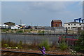 View across railway into Grimsby docks