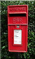 Close up, Elizabeth II postbox on Latchmore Bank, Little Hallingbury