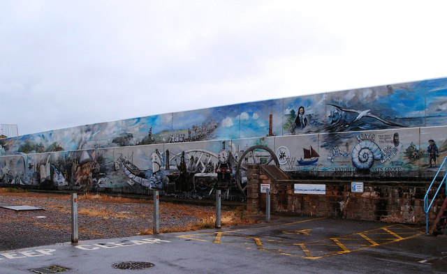 Mural on sea wall, Watchet Harbour