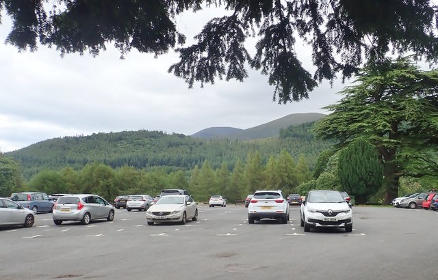 Main car park at Tollymore Forest Park