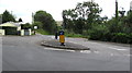 Keep Left sign in the middle of the B4257, Llechryd